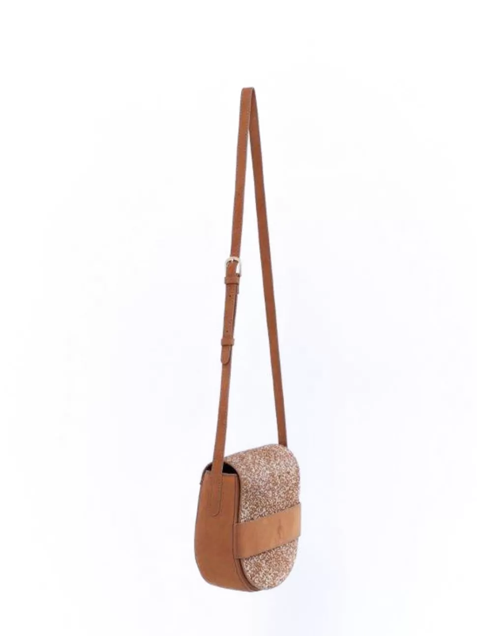 One Step Aliby - Sac Besace Caramel En Cuir Nubuck Certifie A Motif Animalier Tachiste - Petit Modele Store