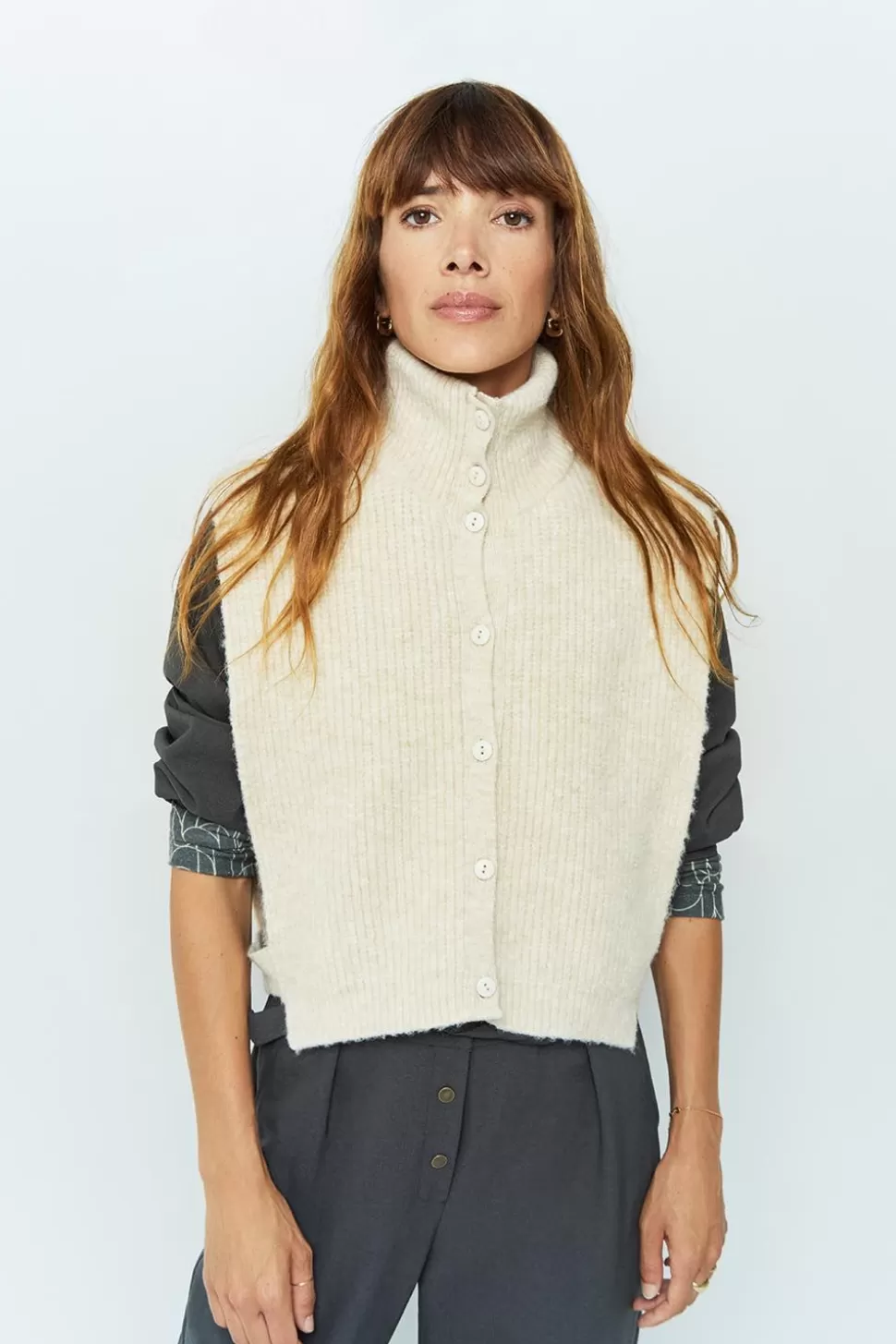 One Step Angie - Col Camionneur Ecru En Tricot Best Sale