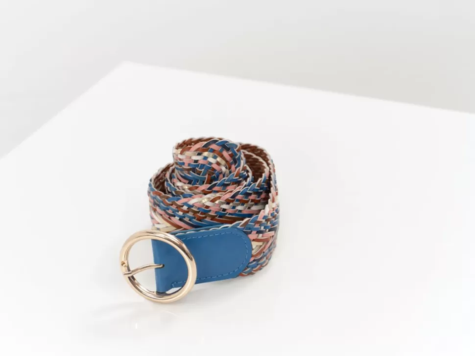 One Step Ayme - Ceinture Santorin Blue Cuir Tresse Best Sale