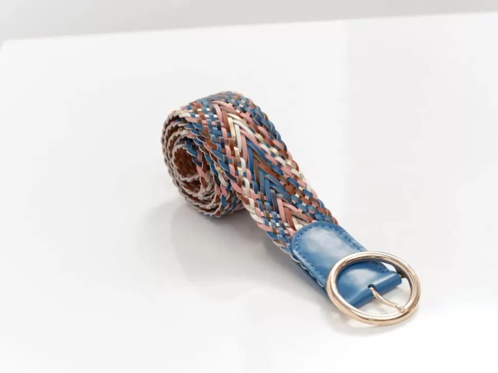 One Step Ayme - Ceinture Santorin Blue Cuir Tresse Best Sale