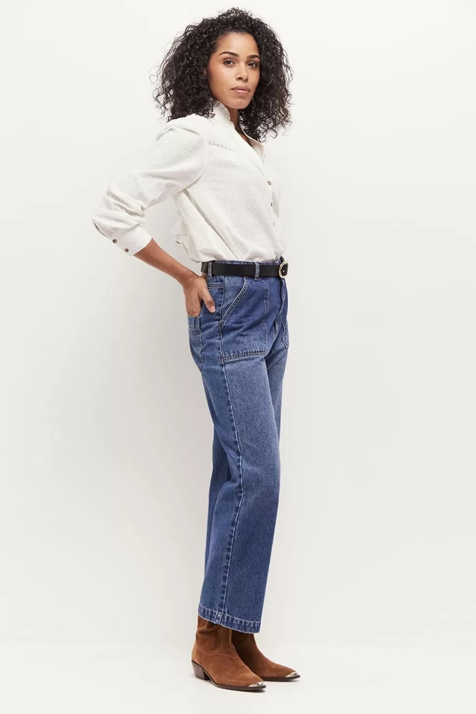 One Step Caisa - Blouse Ecrue Lenzing Ecovero A Col Collerette Dentelle Discount