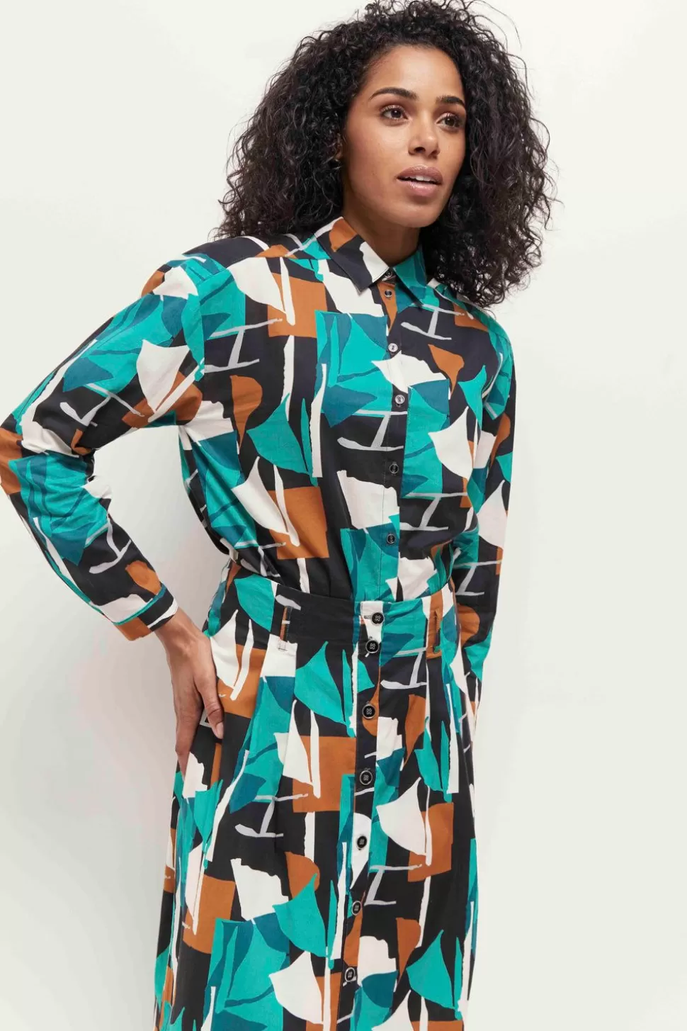 One Step Capeya - Chemise Green Grass A Imprime Abstraction Arty Shop