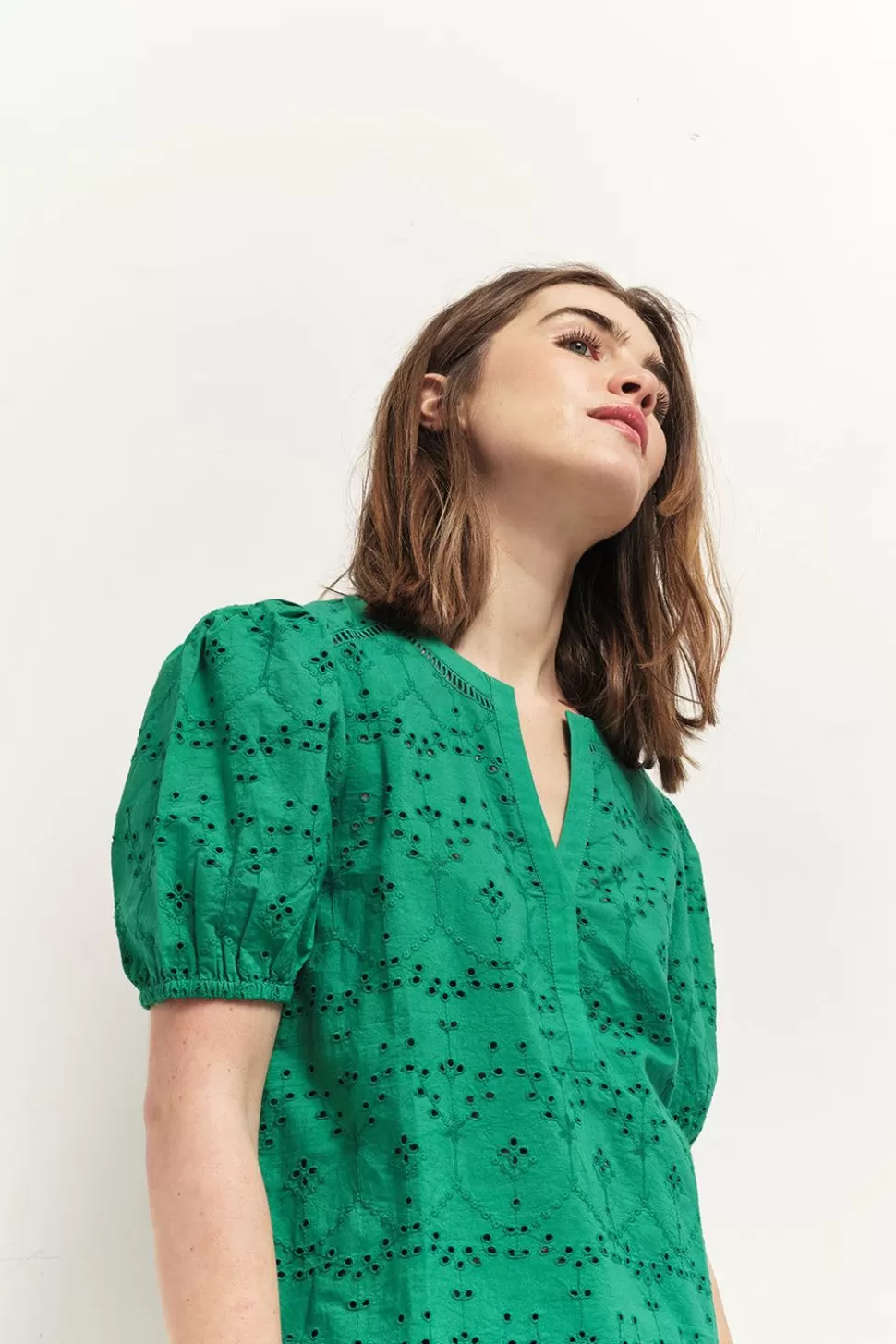 One Step Carrys - Top Green Grass En Broderie Anglaise Cheap