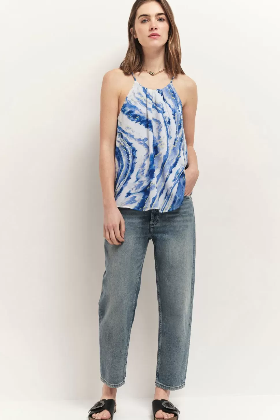 One Step Cassis - Top Estate Blue A Imprime Vagues D'Azur Fashion