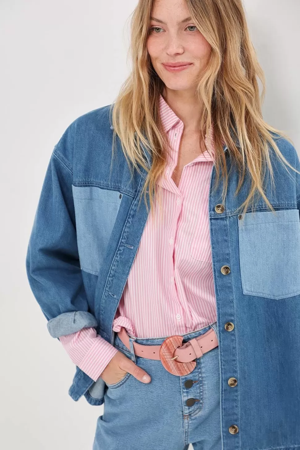One Step Cesar - Chemise En Jean Baby Blue Waterless Clearance