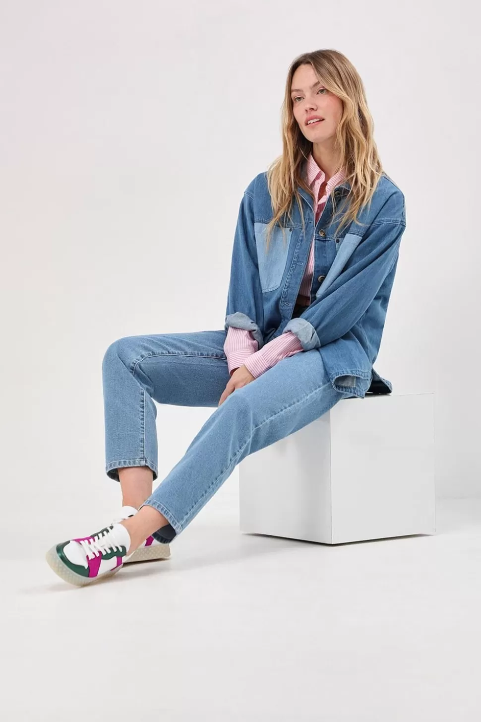 One Step Cesar - Chemise En Jean Baby Blue Waterless Clearance