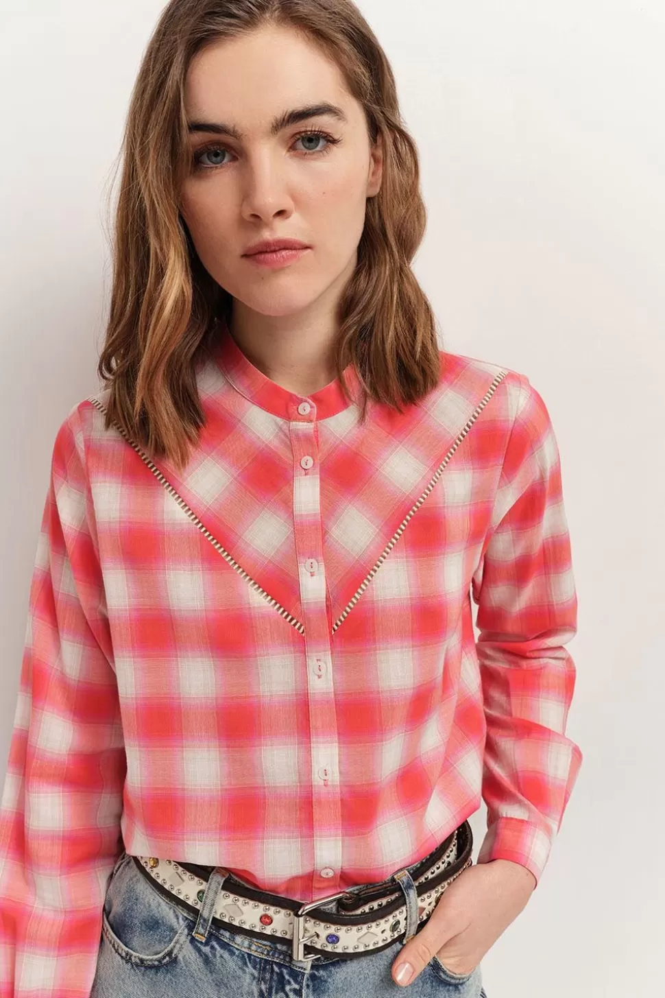 One Step Clive - Chemise Hibiscus A Motif Carreaux Clearance