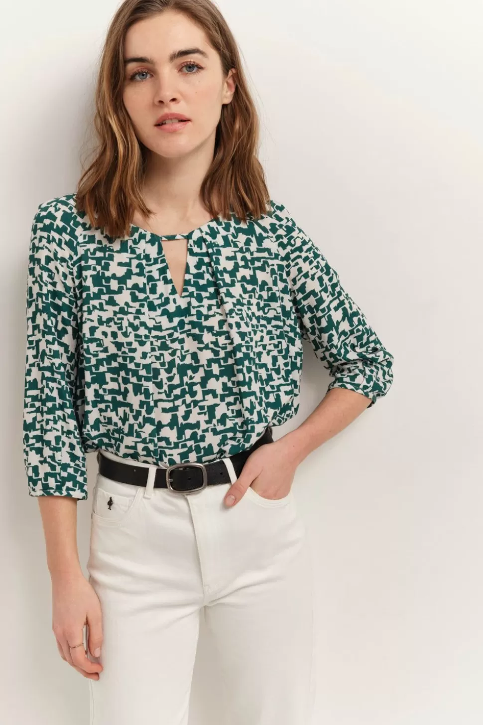 One Step Colin - Blouse Ecrue A Imprime Ecorce Urbaine Clearance