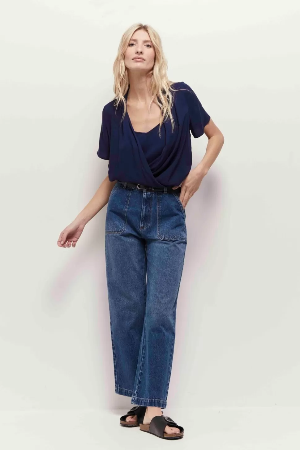 One Step Corey - Top Bleu Lenzing Ecovero Forme Cache-Coeur Best Sale