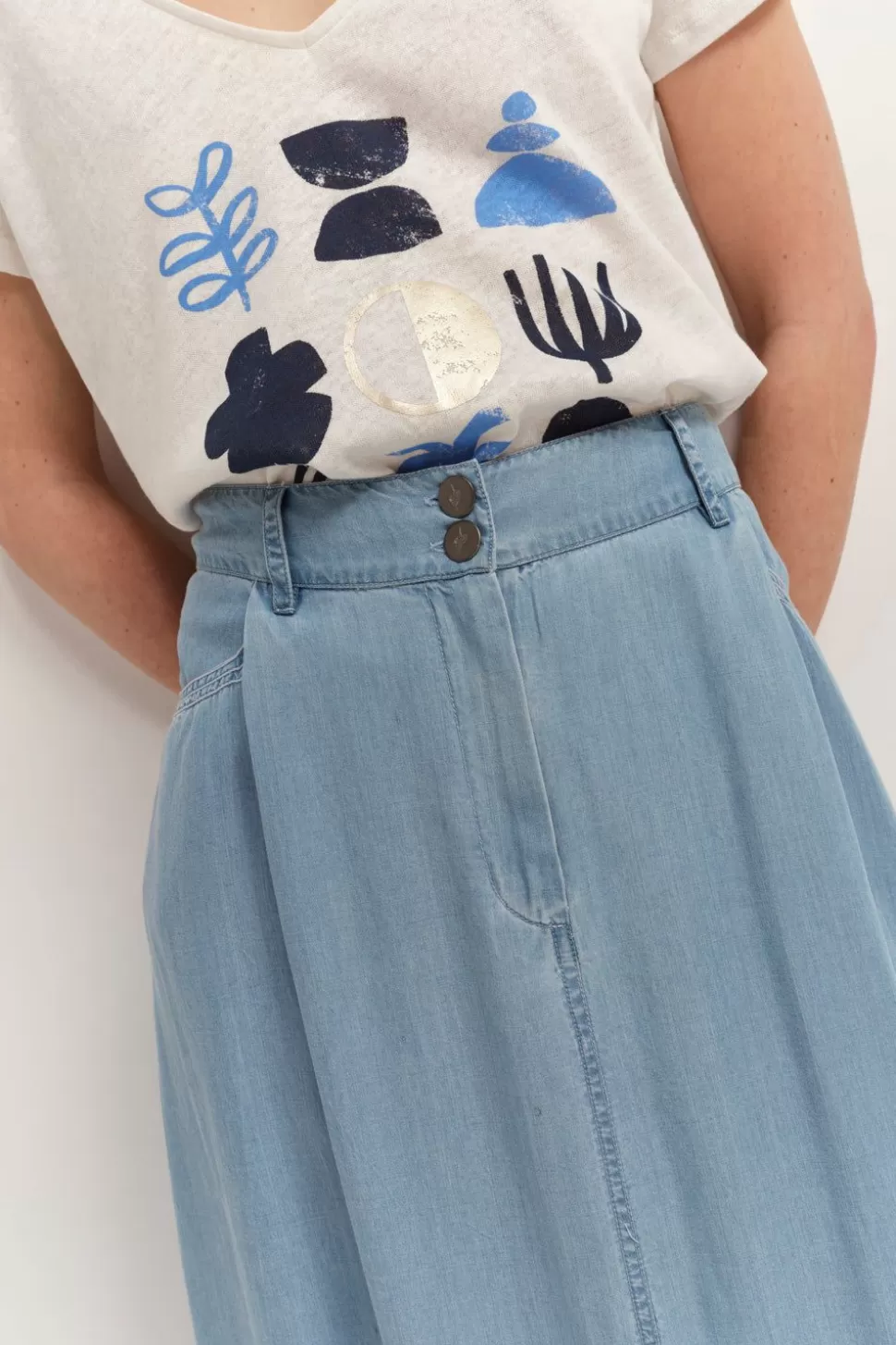 One Step Janet - Jupe Midi Baby Blue Lyocell® New