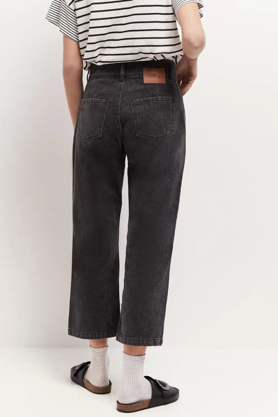 One Step Le Chrissy - Jean Droit Medium Grey 7/8Eme En Denim Waterless Fashion