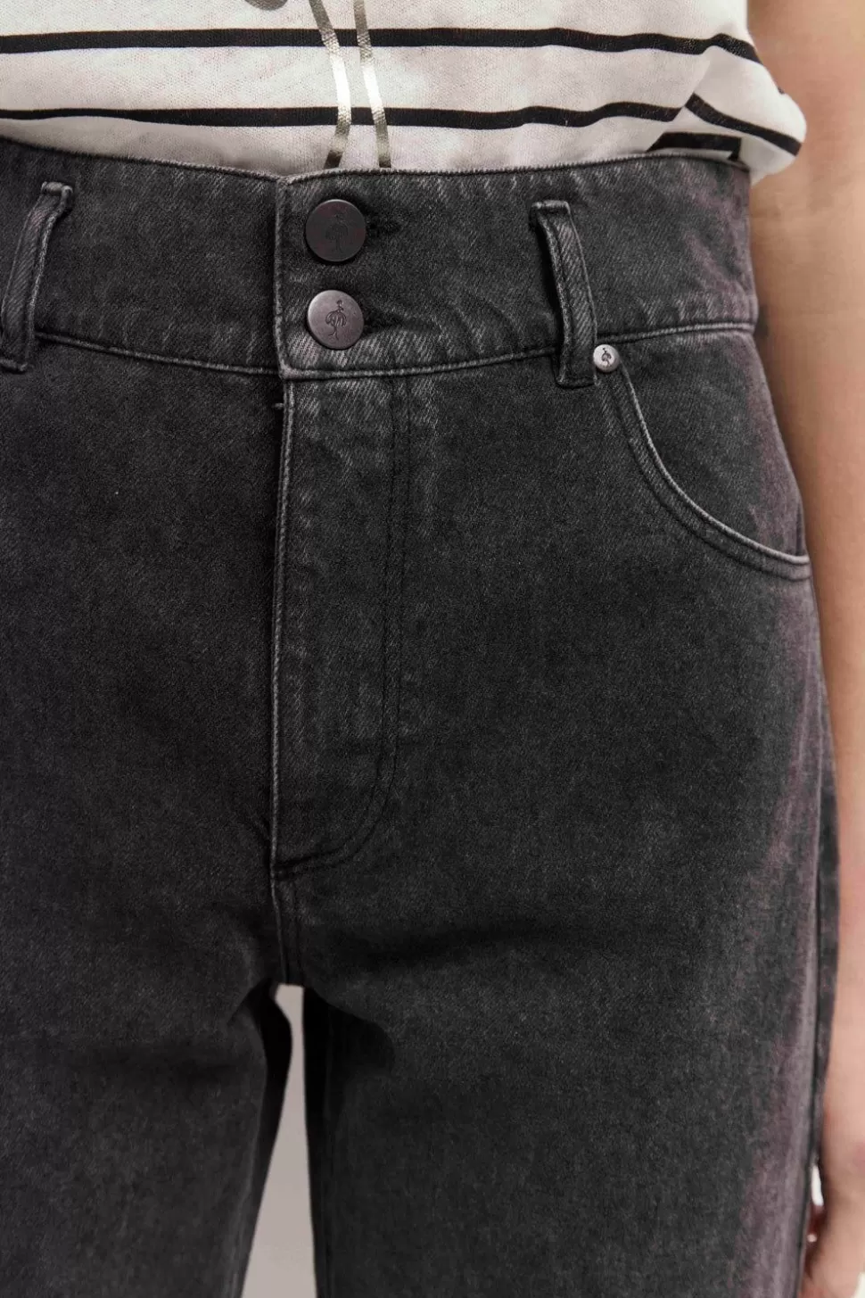 One Step Le Chrissy - Jean Droit Medium Grey 7/8Eme En Denim Waterless Fashion