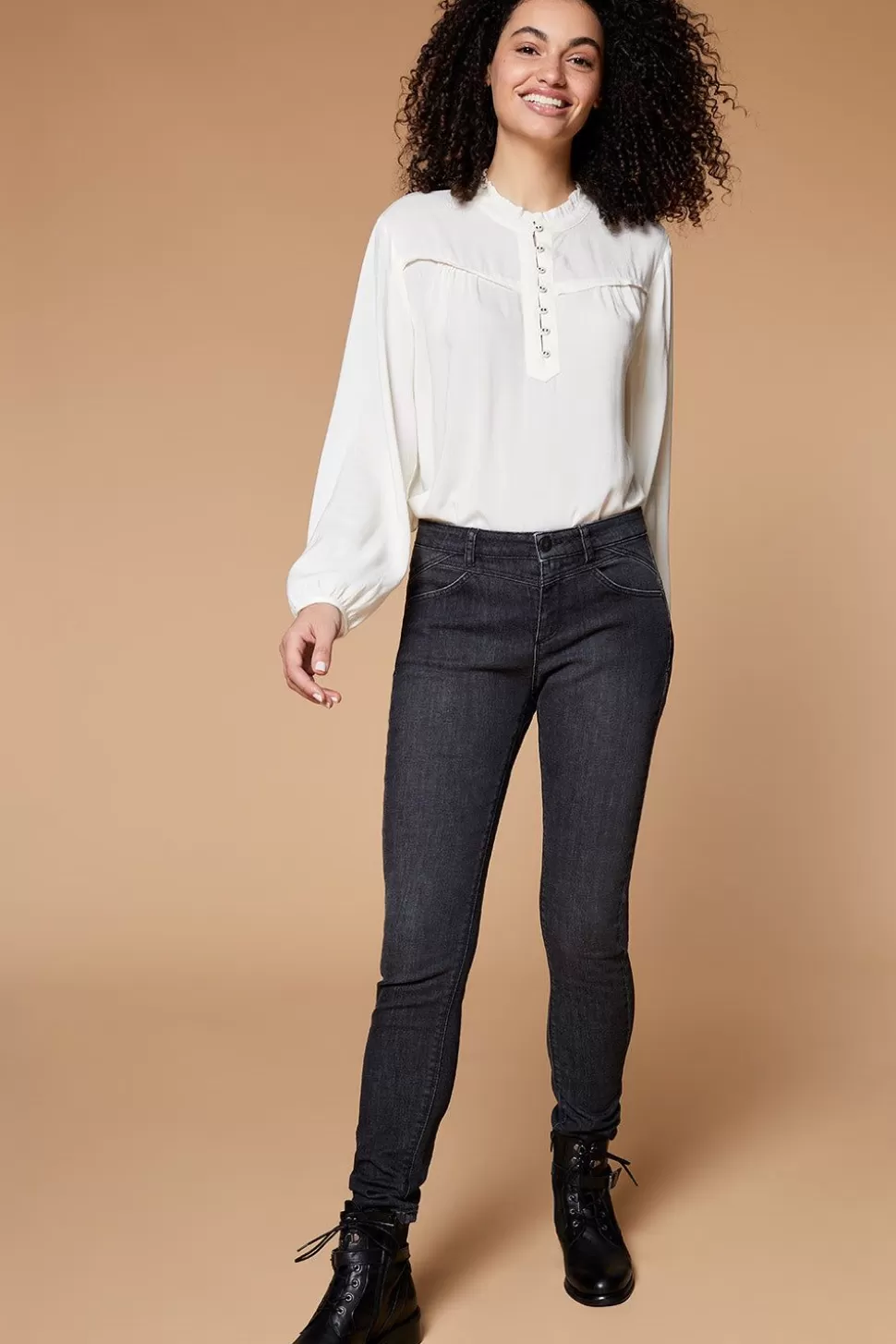 One Step Le Indi - Jean Slim Gris Chine 7/8Eme Effet Push Up Best Sale