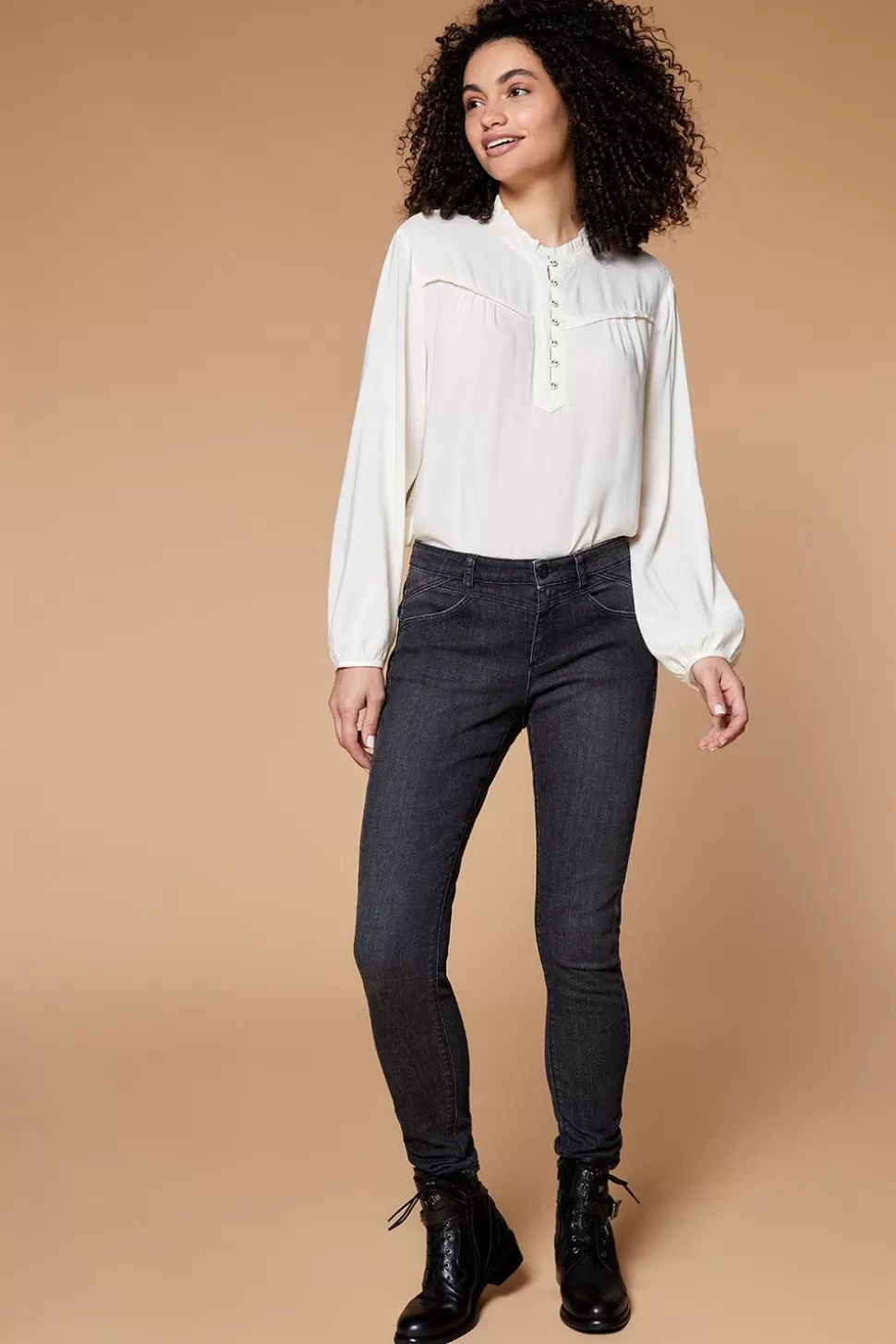 One Step Le Indi - Jean Slim Gris Chine 7/8Eme Effet Push Up Best Sale