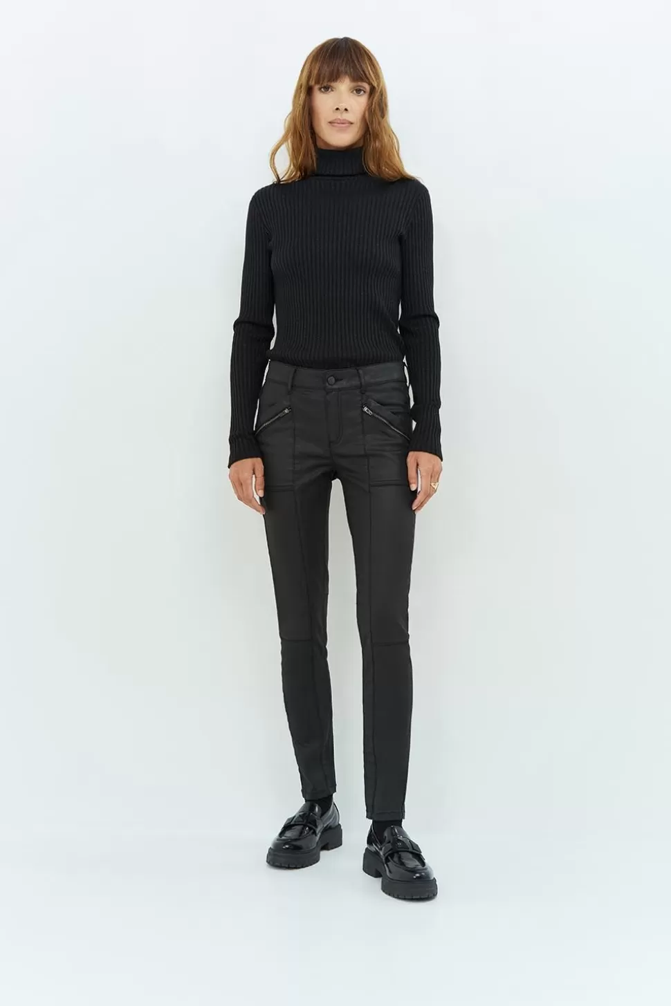 One Step Le Joan - Jean Slim Noir 7/8Eme Enduit Esprit Motard Cheap