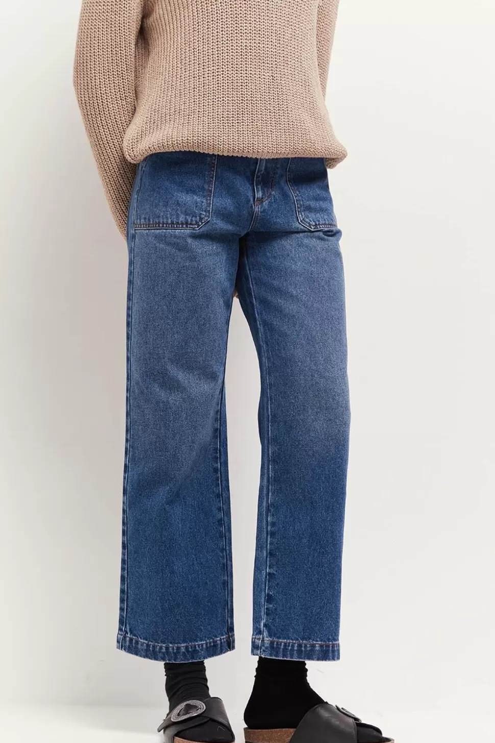 One Step Le Joanna - Jean Droit Bleu 7/8Eme A Taille Haute Cheap