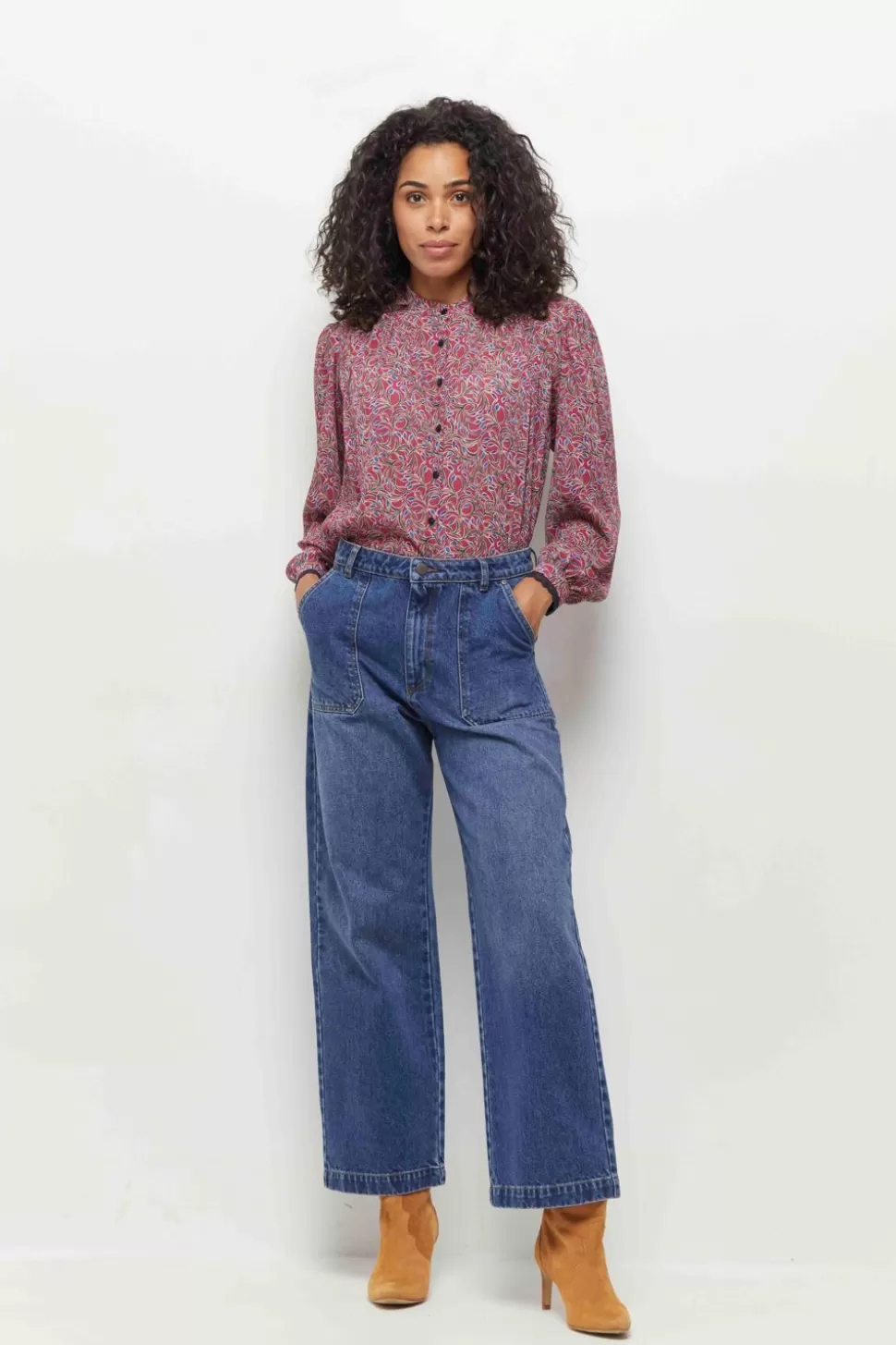 One Step Le Joanna - Jean Droit Bleu 7/8Eme A Taille Haute Cheap