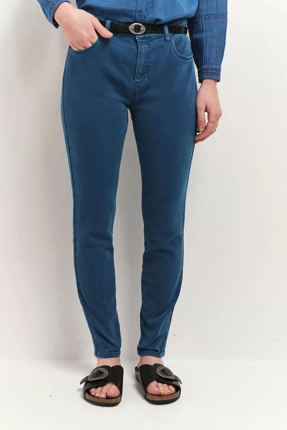 One Step Le Monica - Jean Slim Santorin Blue 7/8Eme En Denim Waterless Best Sale