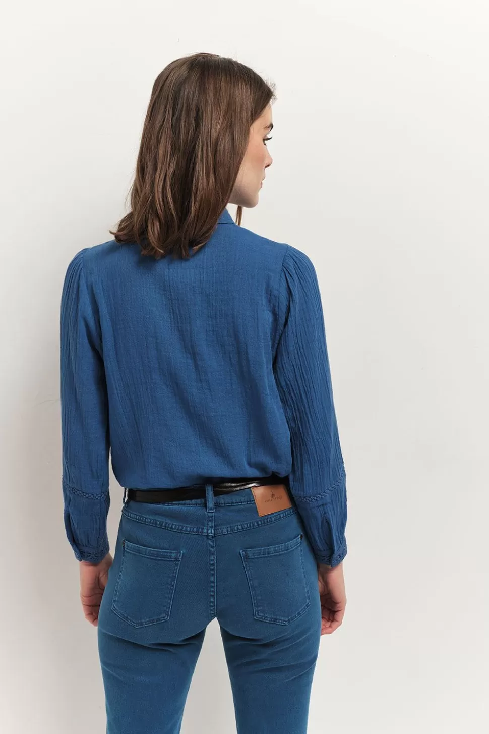 One Step Le Monica - Jean Slim Santorin Blue 7/8Eme En Denim Waterless Best Sale