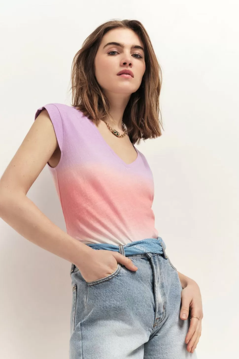 One Step Mabelia - T-Shirt Glycine Maille Effet Deep Dye Hot