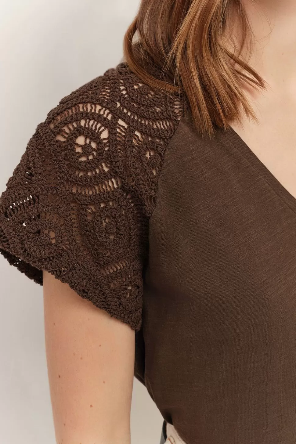 One Step Macha - T-Shirt Vetiver Manches Maille Crochet Best