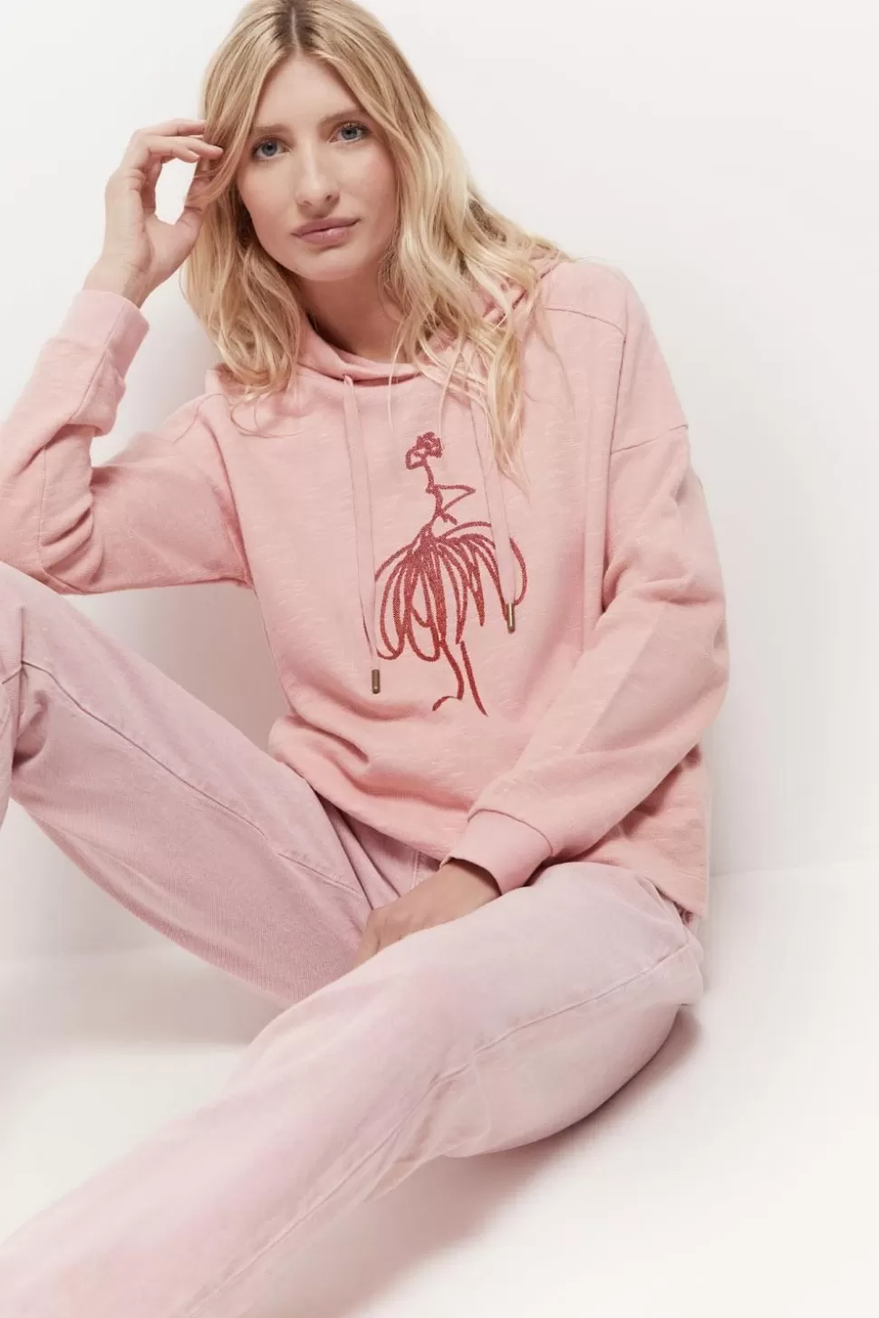 One Step Maori - Sweat Eglantine Coton Bio Visuel Danseuse Flocage Gomme Paillete Best