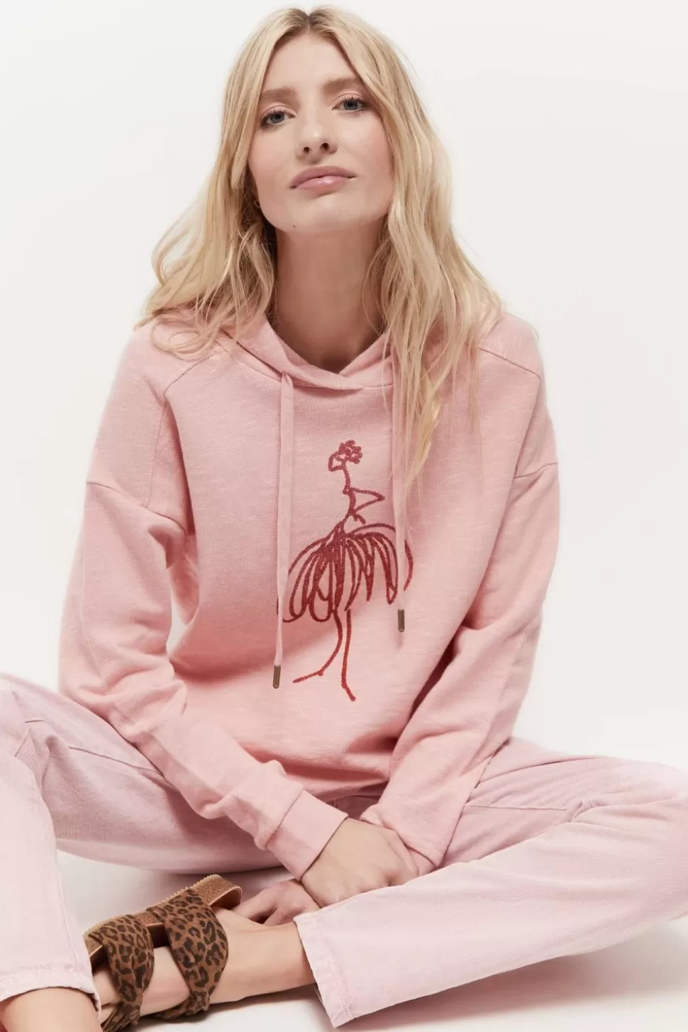 One Step Maori - Sweat Eglantine Coton Bio Visuel Danseuse Flocage Gomme Paillete Best