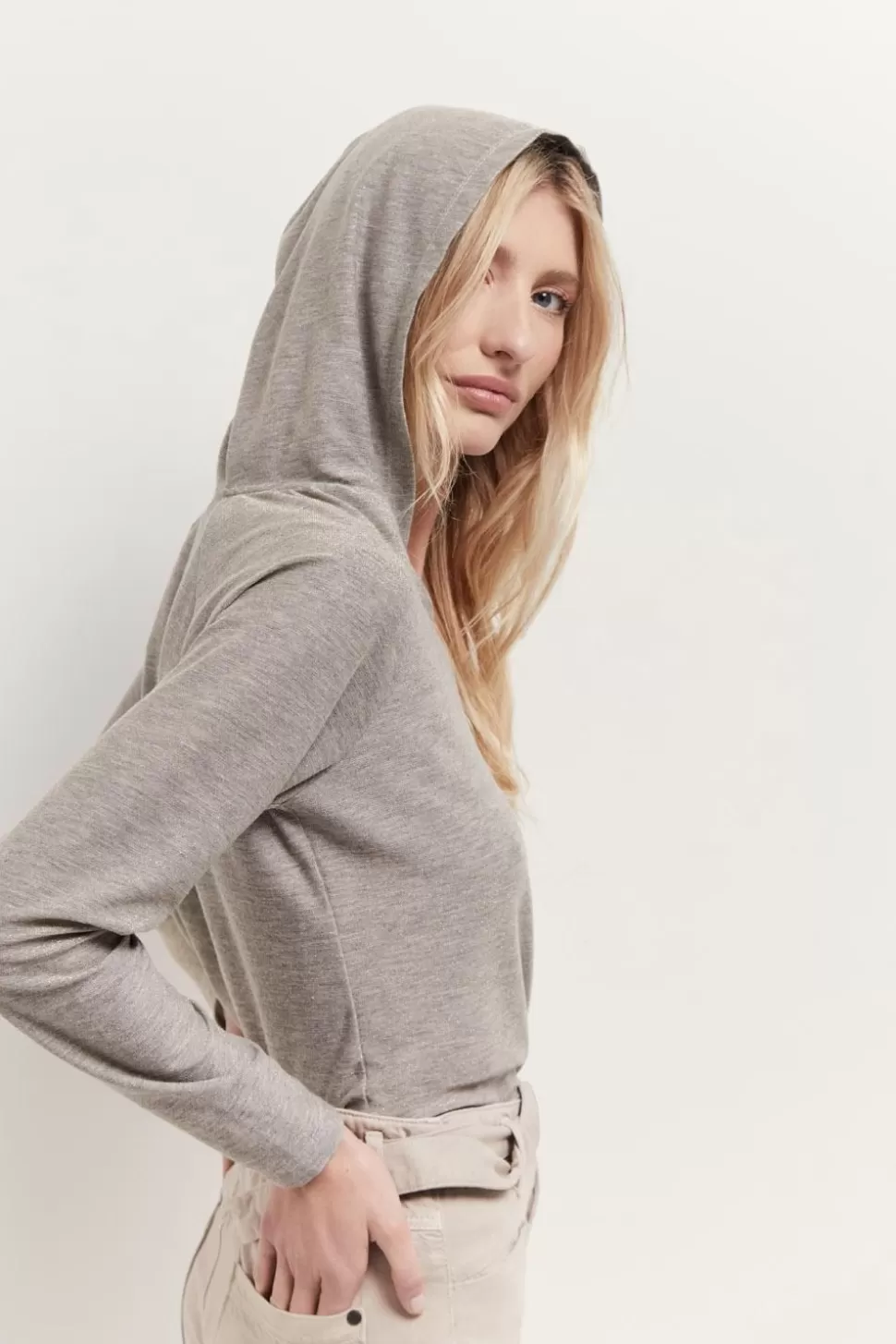 One Step Mara - T-Shirt Platine A Capuche Et Manches Longues Online