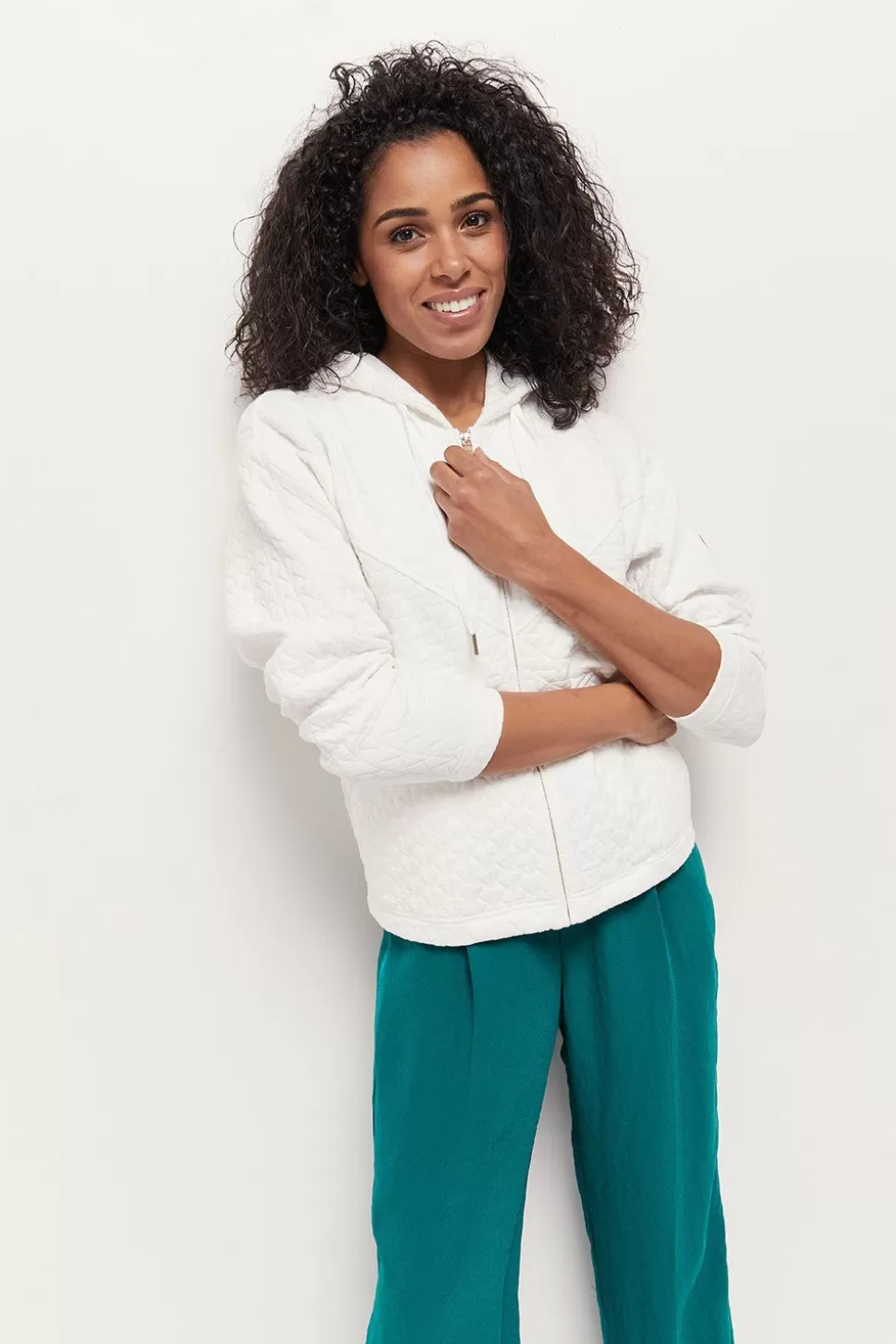 One Step Margit - Cardigan Ecru Maille Fantaisie Zippee Store