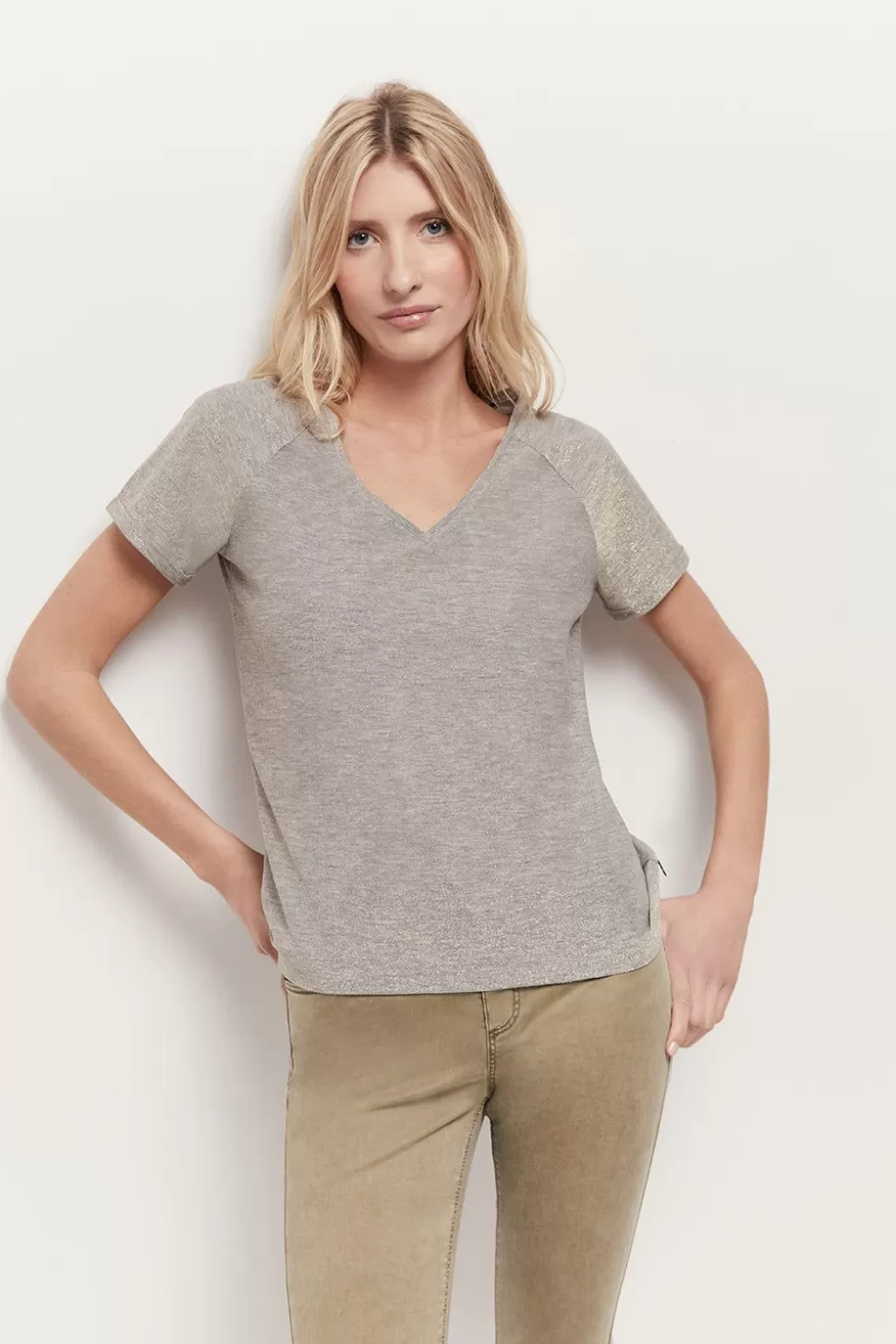 One Step Melia - T-Shirt Platine Maille Pailletee Sale