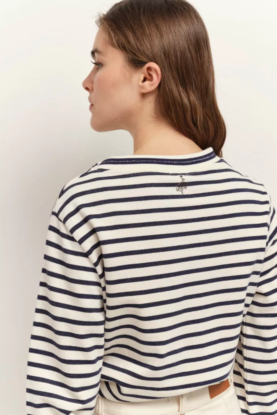 One Step Melker - Sweat Mariniere Ecru Raye Marine New