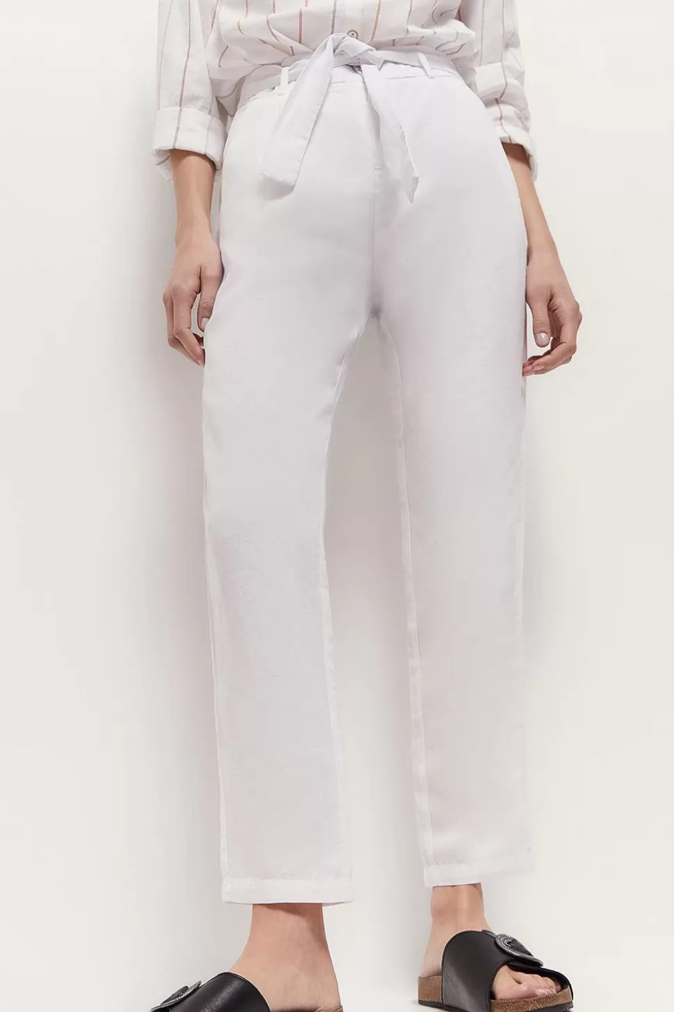 One Step Pearl - Pantalon Neo-Carotte Blanc Ceinture Cheap