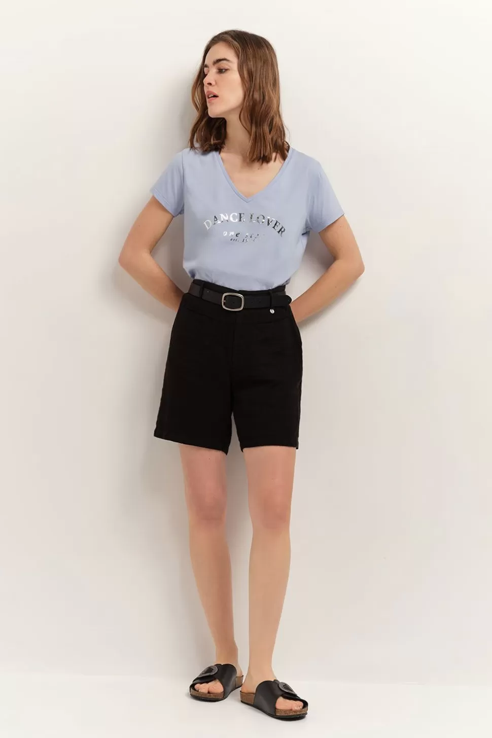 One Step Podium - Short Noir En Lin Hot