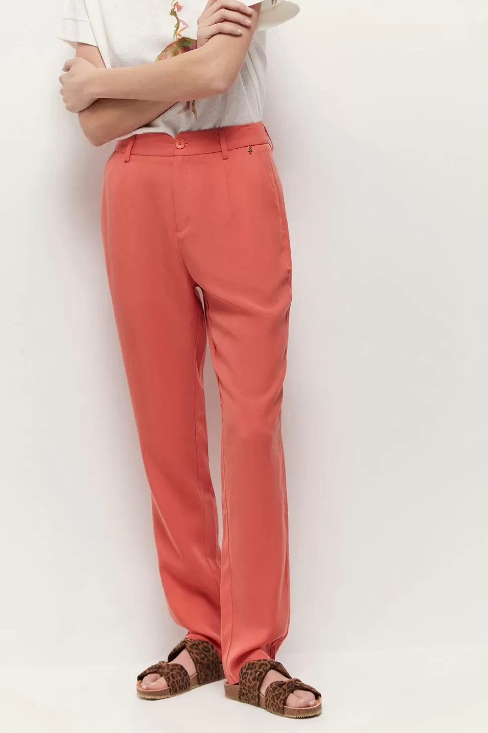 One Step Poeme - Pantalon Neo-Carotte Corail 7/8E Online