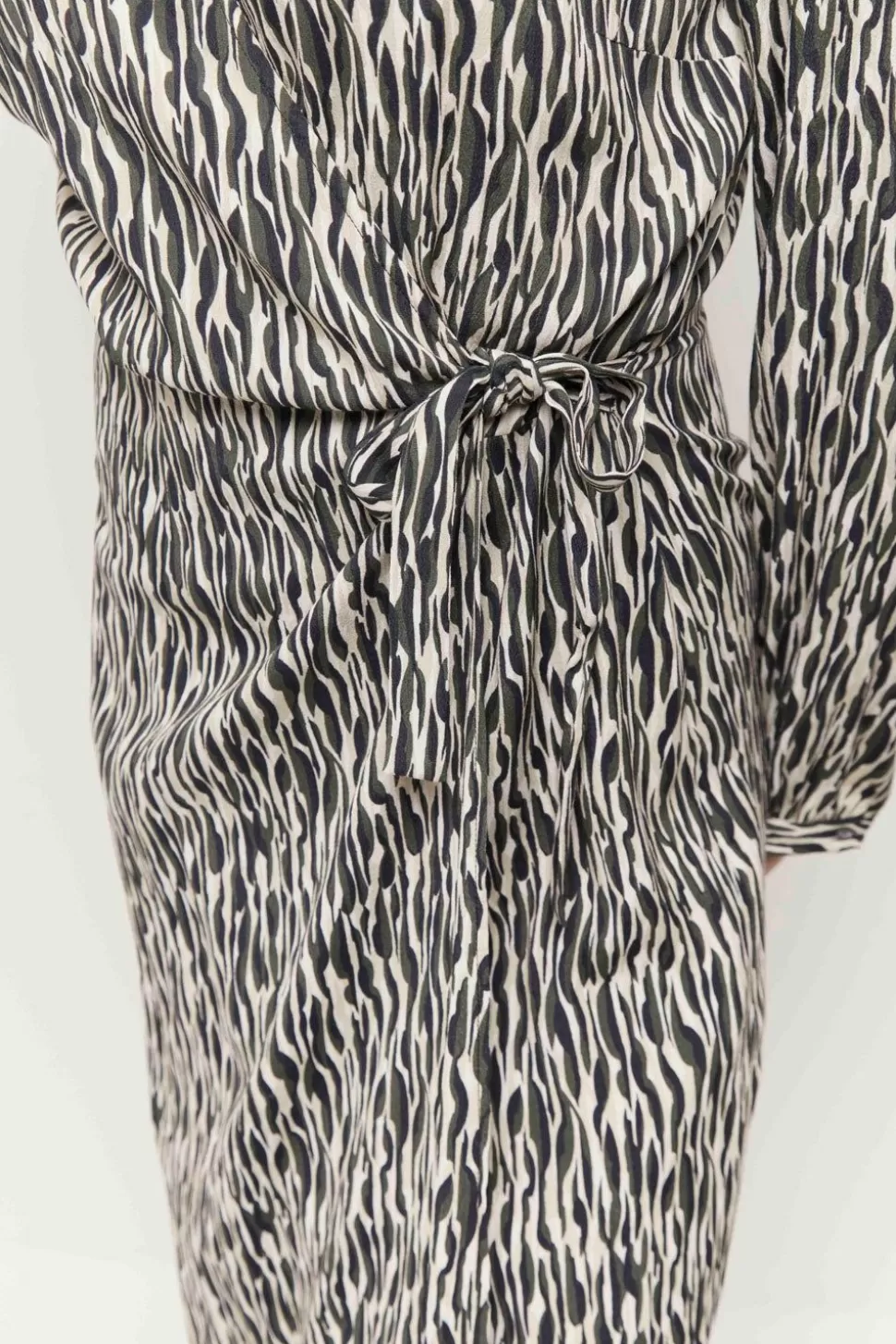 One Step Reachy - Robe Longue Beige Lenzing Ecovero A Imprime Zebre Abstrait Cheap