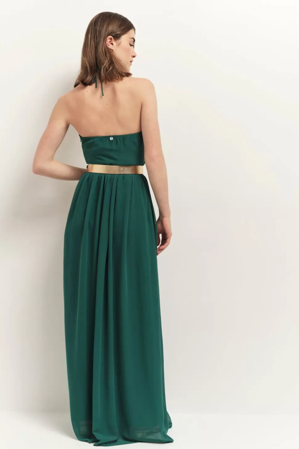 One Step Rhodes - Robe Bustier Longue Jungle Green Recycle A Bandeau Plisse Sale