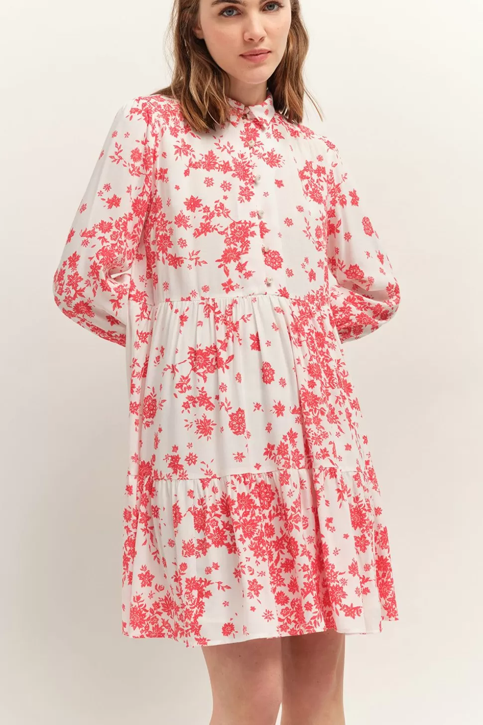 One Step Richtie - Robe Hibiscus Lenzing Ecovero A Imprime Faience Boheme Cheap