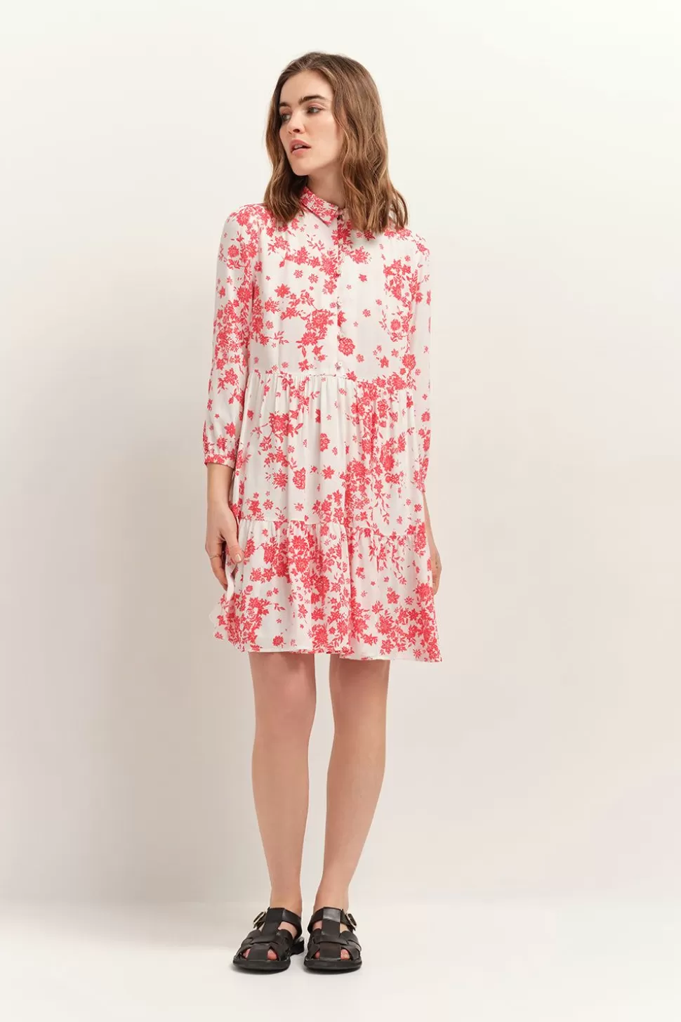 One Step Richtie - Robe Hibiscus Lenzing Ecovero A Imprime Faience Boheme Cheap