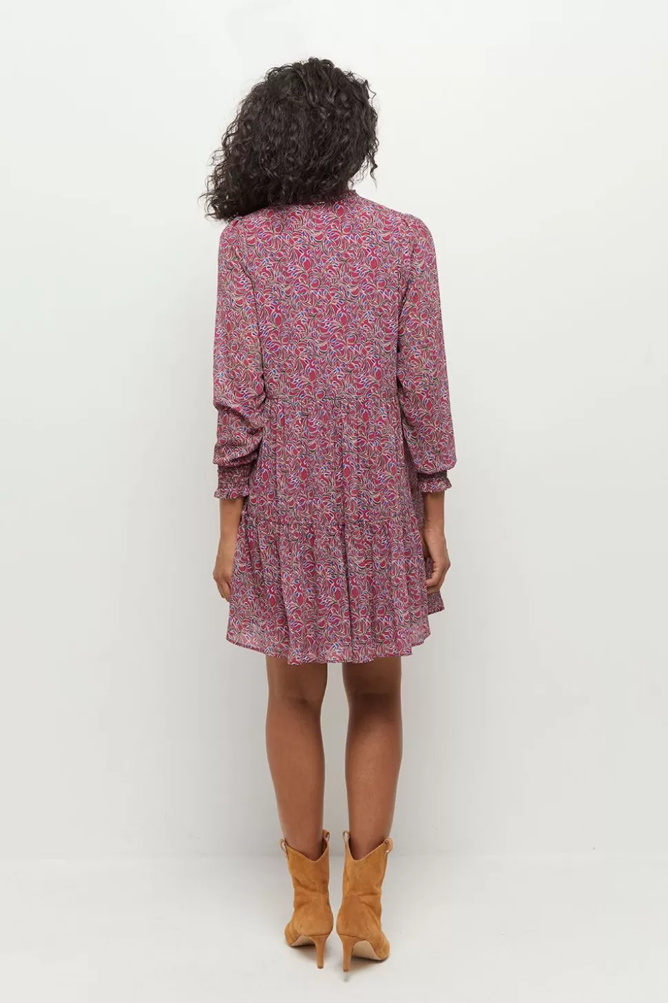 One Step Risota - Robe Fuchsia A Imprime Feuillage Romantique En Polyester Recycle Shop