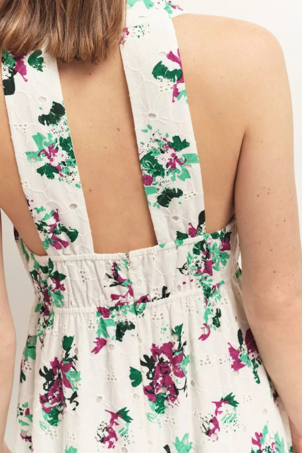 One Step Rituel - Robe Longue Ecrue Borderie Anglaise A Imprime Jour De Fete Best Sale
