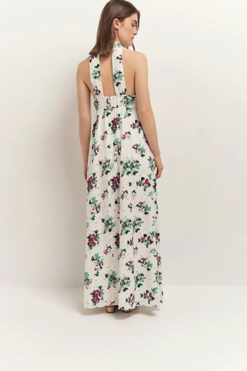 One Step Rituel - Robe Longue Ecrue Borderie Anglaise A Imprime Jour De Fete Best Sale