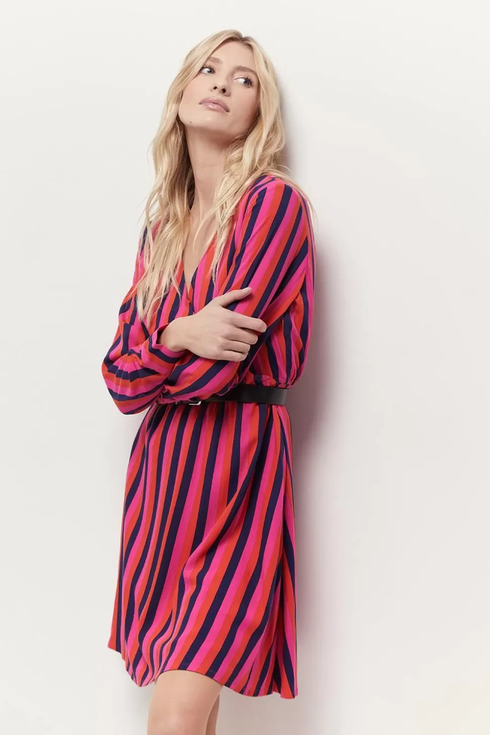 One Step Rosa - Robe Cache-Coeur Capucine A Lignes Graphiques Outlet