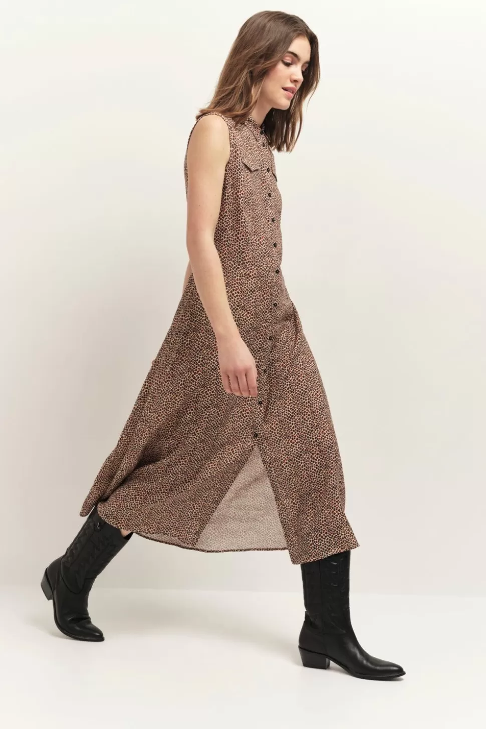 One Step Roxy - Robe Chemise Longue Sand A Imprime Mini Girafon Outlet