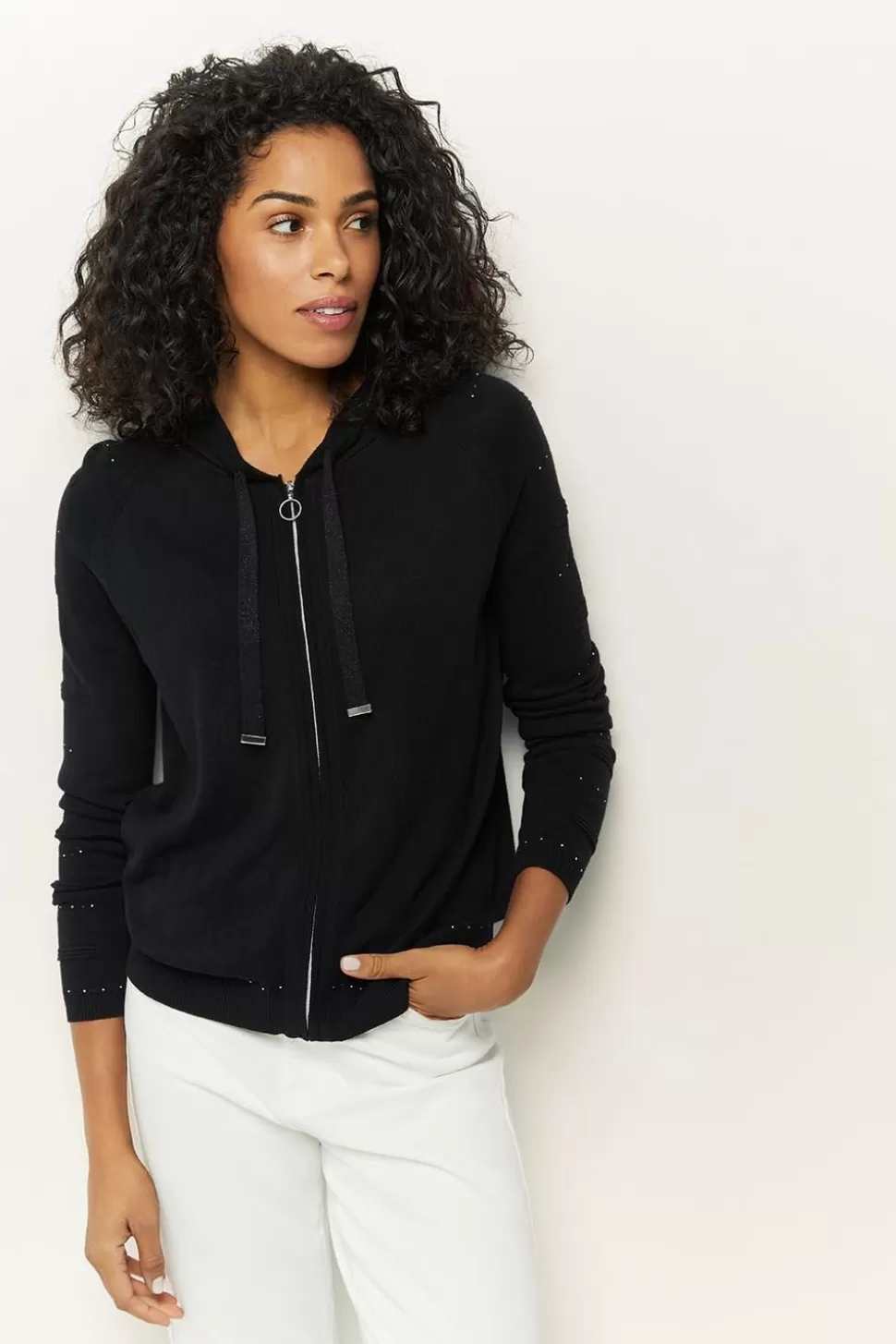 One Step Taiga - Cardigan Noir A Capuche Et Clous Best