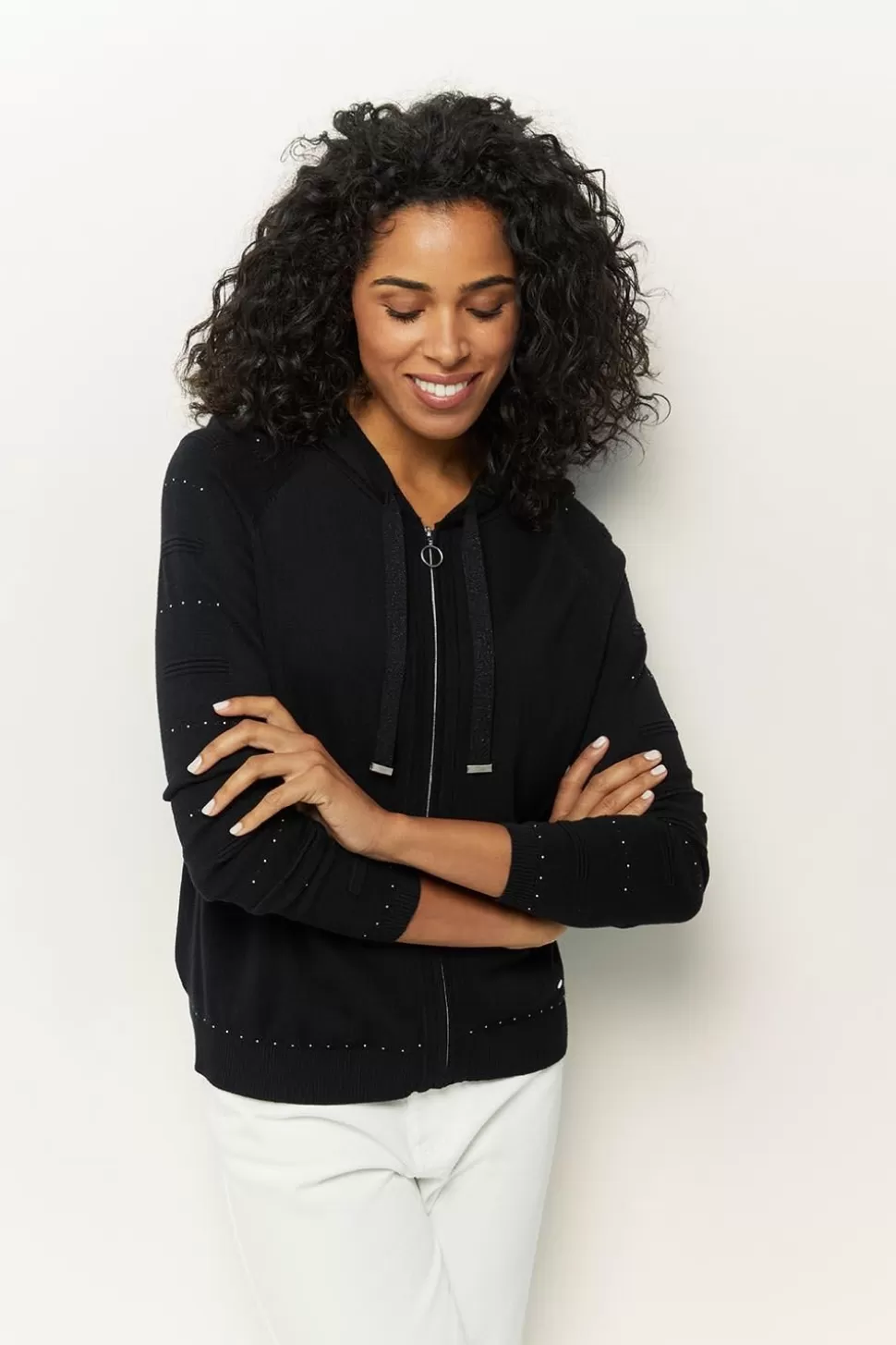 One Step Taiga - Cardigan Noir A Capuche Et Clous Best