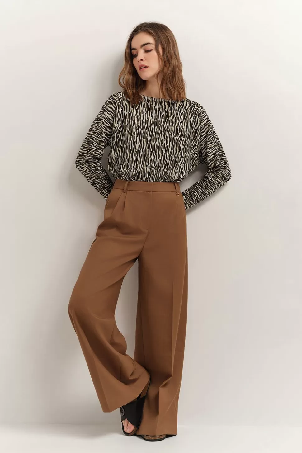 One Step Tecla - Pull Ecru Tricot A Imprime Zebre Abstrait Clearance