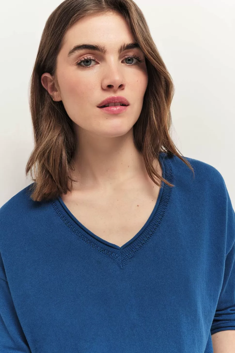 One Step Tzar - Pull Santorin Blue Tricot Intarsia Danseuse Dos Discount