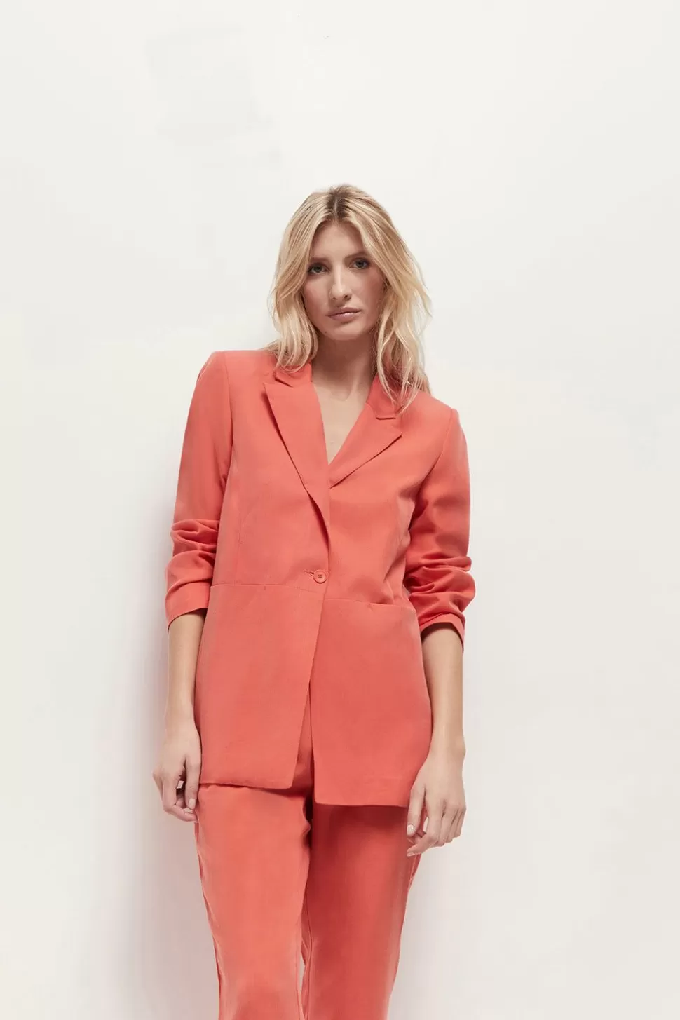 One Step Varma - Veste De Costume Corail Mi-Longue Cheap