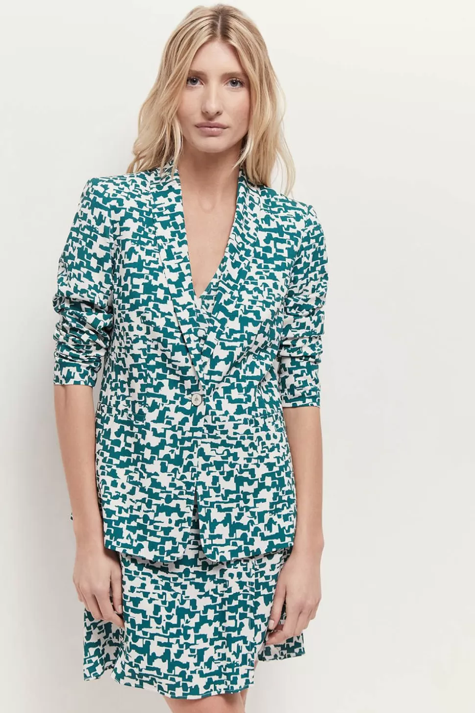 One Step Vinny - Veste De Costume Ecrue A Imprime Ecorce Urbaine Shop