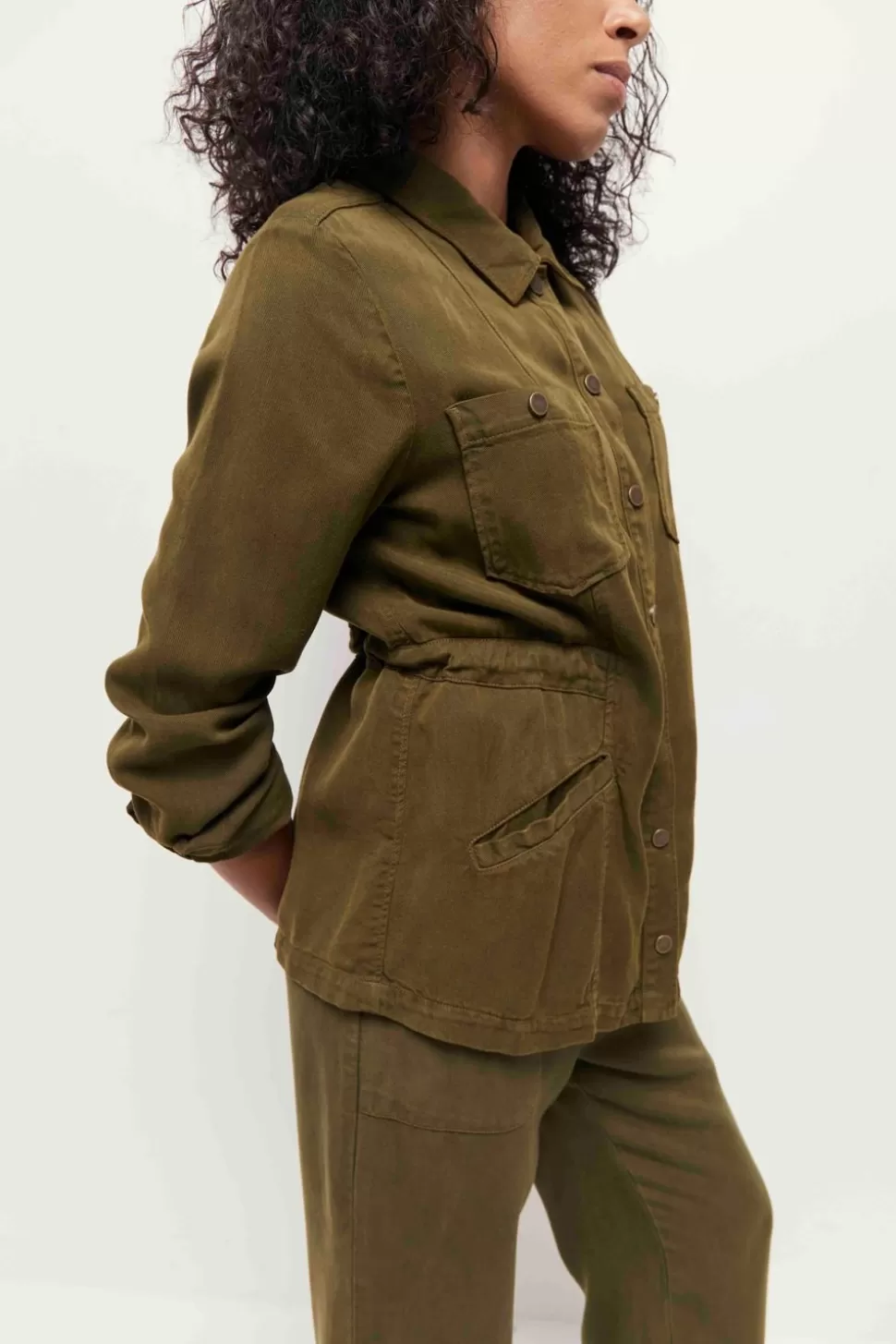 One Step Virgile - Veste Saharienne Kaki En Lyocell® Flash Sale